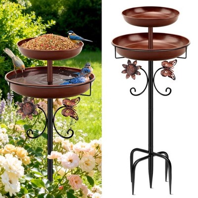 Daoeny Bird Bath for Outside, 42In Vintage Freestanding Birdbaths Brown 
