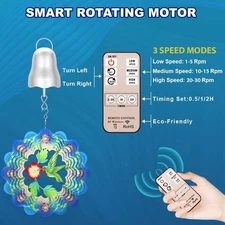 Wind Spinner Motor, 1-30 RPM Disco Ball Motor Battery Operated with Remote, Timi