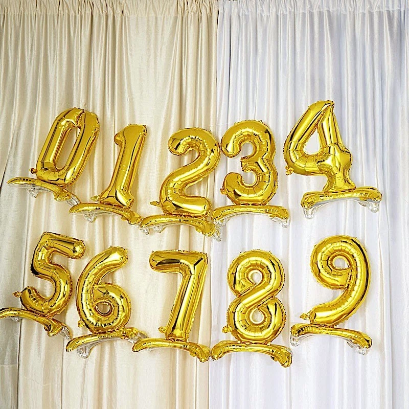 27" tall Gold Mylar Foil Standing Balloons Birthday Party Wedding Decorations - Image 2 of 3
