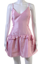 Love Shack Fancy Womens Pink V-Neck Sleeveless Slip Mini Dress Zip Size 10