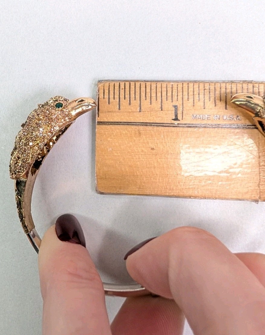 Double Eagle Head Bracelet Hawk Hinged Bangle Ste… - image 16