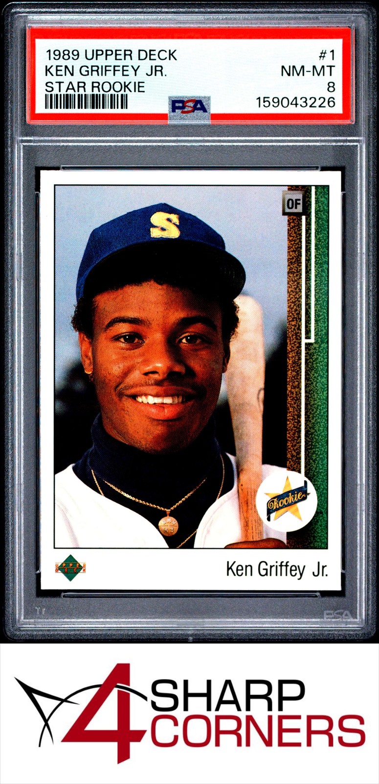 1989 UPPER DECK STAR ROOKIE #1 KEN GRIFFEY JR. RC MARINERS HOF PSA 8