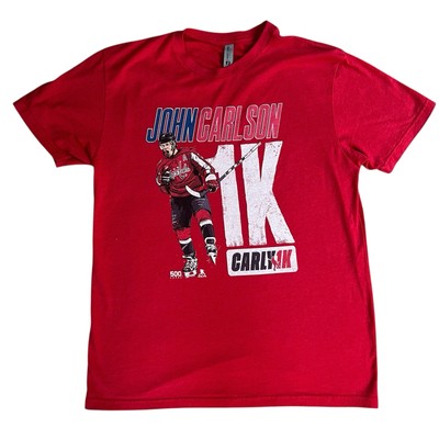 WASHINGTON CAPITALS MENS M JOHN CARLSON 1K GAMES WHITE T SHIRT HOCKEY NHL CAPS