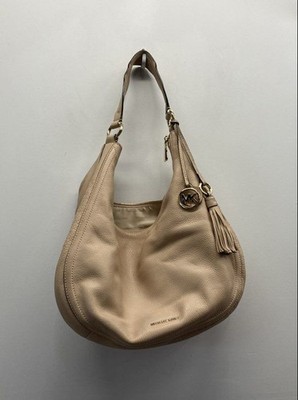 Michael Kors Beige Lillie Large Pebbled Leather Hobo Bag Gold Hardware