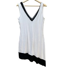 Calvin Klein Black and White Asymmetrical Swimsuit Dress Cover-Up Size Small