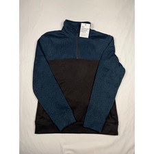Sonoma Mens Supersoft Sweater Fleece 1/4 Zip Pullover Blue Black Size M