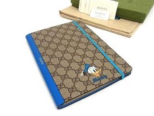 GUCCI Disney x Donald Duck GG Supreme PVC Leather Notebook Brown New