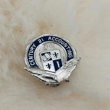 Vtg Century 21 Accounting Silver Tone Enamel Award Pin