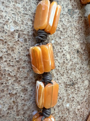 Two Necklaces A Carnelian Boho Necklace Stack Stations + Red Coral Coconut Shell - Picture 9 of 13
