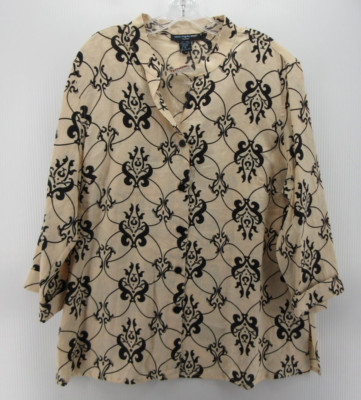 St Tropez West Top Women 1X Plus Pink Linen Blouse Paisley Lagenlook Knit NEW