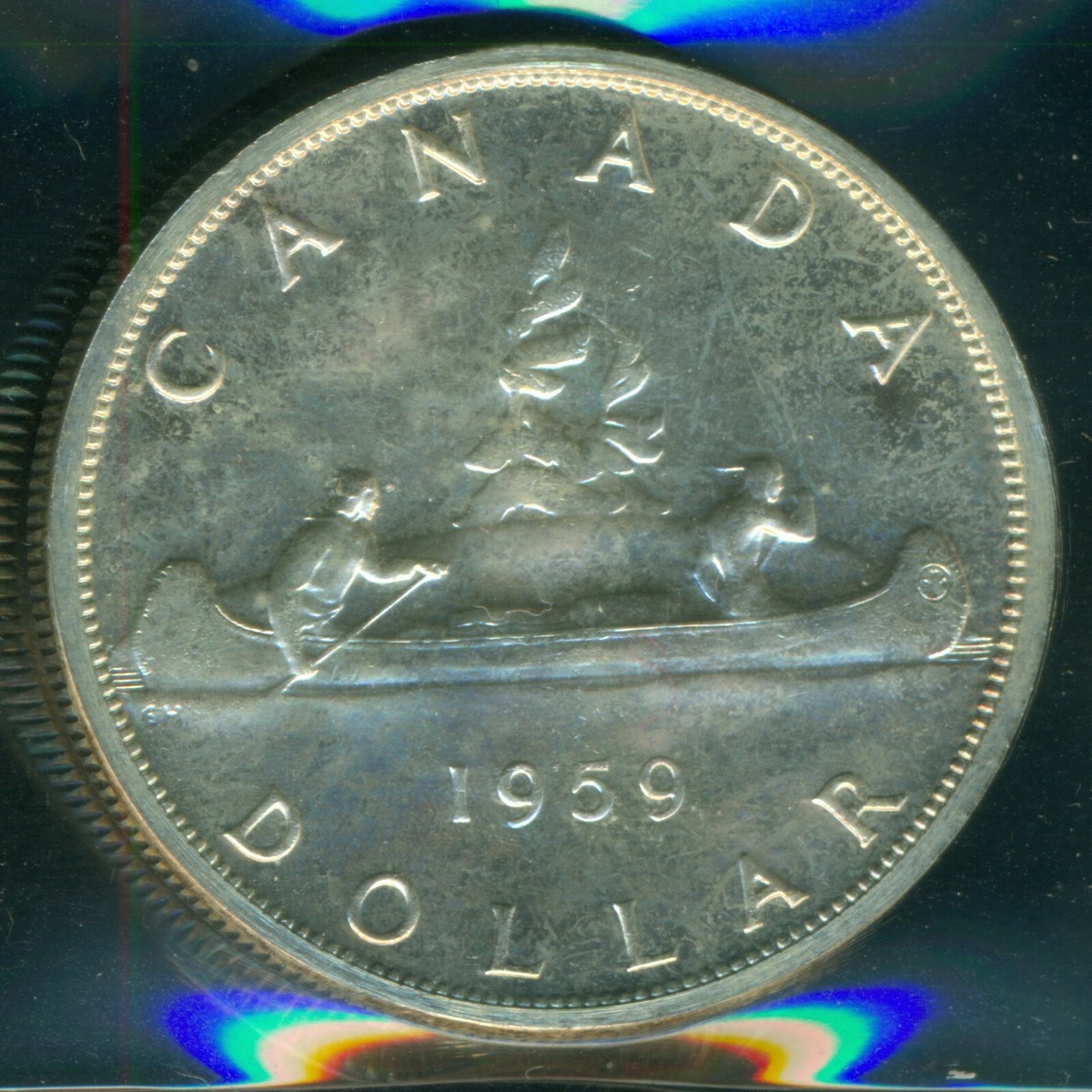 1959 Canada Queen Elizabeth II Silver Dollar, ICCS Certified PL66
