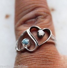 0.50 Natural White/Blue rough diamond ring, Raw Uncut diamond ring, 925 silver