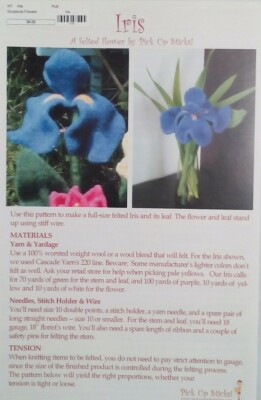 Pick Up Sticks Felted Flowers Iris Leaf Stem 8.5x5.5'' brochure