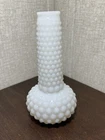 Vintage Hobnail White Milk Glass Vase MCM Mid Century 7"