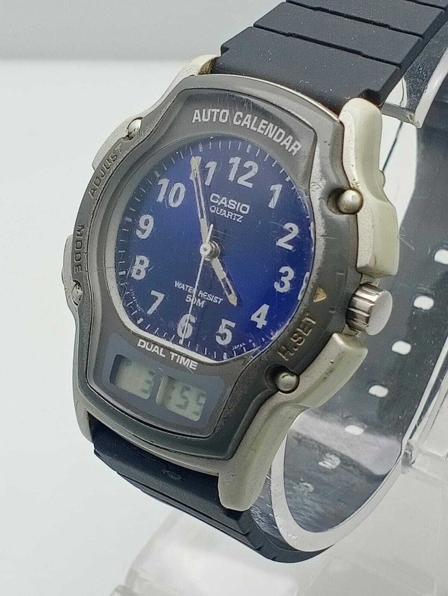Vintage Casio AW-24 Module 2318 Auto Calendar Dual Time Quartz