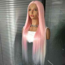 Long Straight Light Pink Wigs Synthetic Lace Front Wigs for Women Cosplay Party