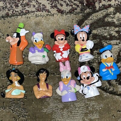 Disney Finger Puppets PVC Plastic 1970s Vintage Lot Of 9 Mickey Minnie Goofy ++