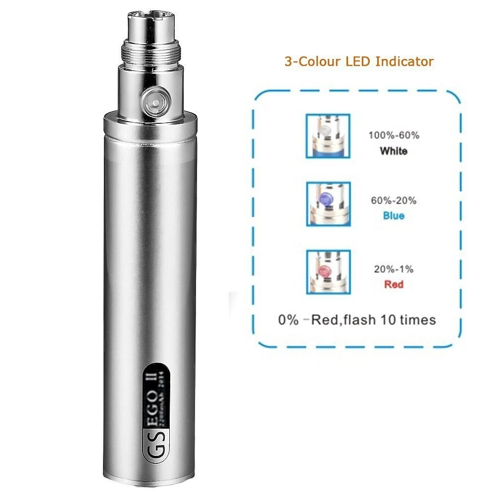 Genuine GS Ego II 2200mAh Vape Battery-Silver