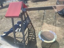 Wooden Swing Set Outdoor Slide Kids Backyard Playground Playset Playhouse AFrame