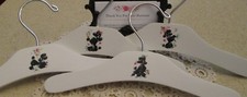 Vintage-Like 10" Infant Child's Wooden Painted Hanger With Decal French Poodles