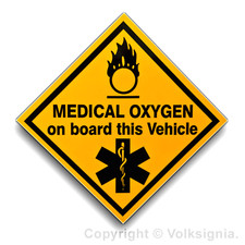 Medical Oxygen on Board this Vehicle with OX & SOL - Magnetic Vehicle Sign EMT