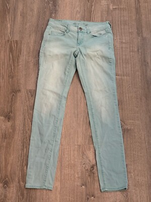 American Eagle Teal Skinny Stretch Denim Jeans Women s 2