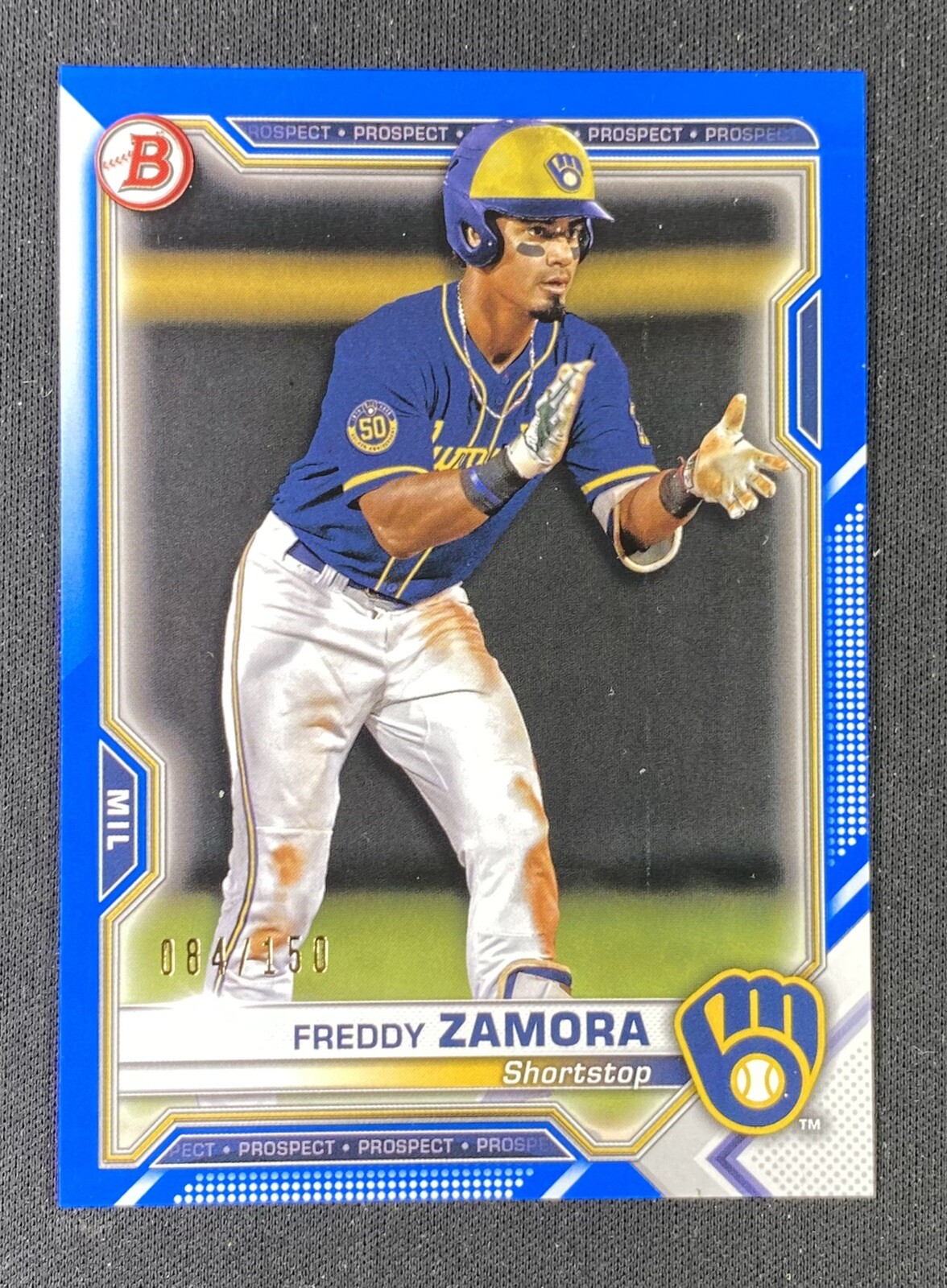 2021 Bowman Freddy Zamora #BP-2 Blue /150 Brewers Card