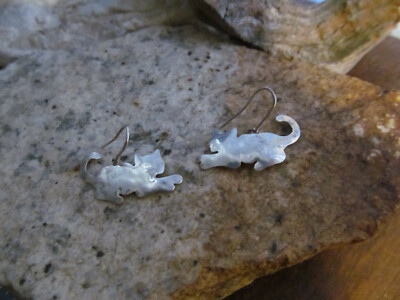Vintage 925 Sterling Silver ZIRCUS STERLING Cat Hook Earrings 2.2g