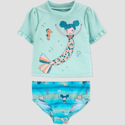 Baby Girls' Mermaid Short Sleeve Rash Guard Set - Just One You  Made by Carte 6M