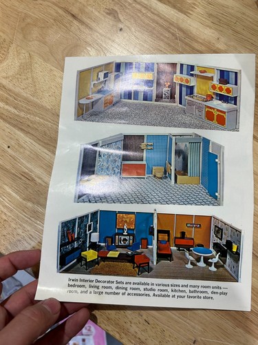 MCM Irwin Dollhouse 1964 Sear’s Interior Decorator Set New In Original Box RARE! - Picture 11 of 11