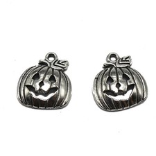25 Tibet Silver Halloween Pumpkin Jack O Lantern Charms Pendant 0.7" DIY Earring