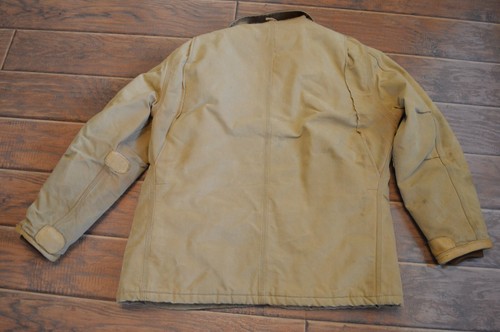 Giacca uomo vintage CARHARTT, XL, tela kaki, foderata trapuntata, orlo manica bordato in pelle - Foto 4 di 6