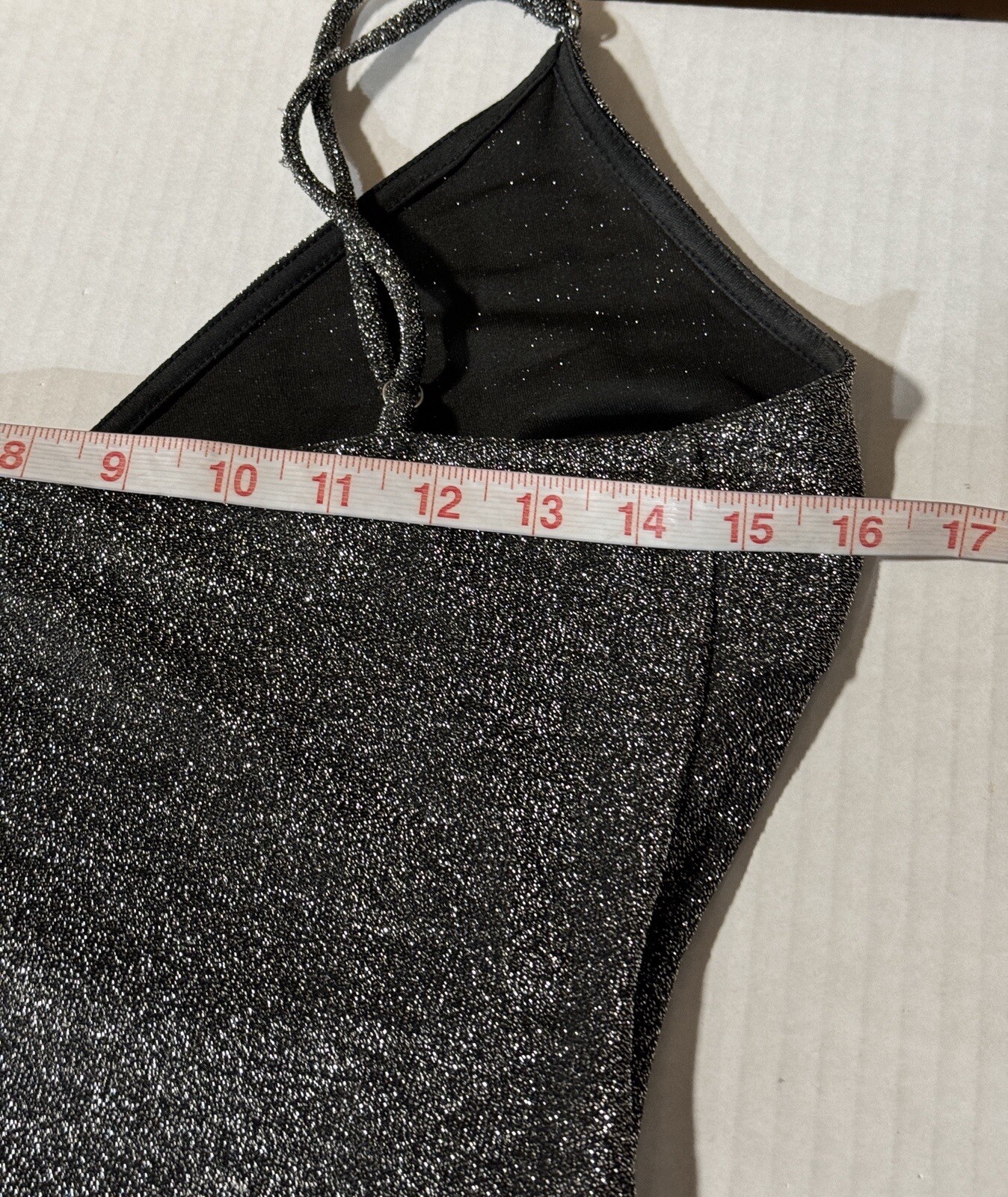 Mind Code Black Glitter Stretch V Neck Stretch Dr… - image 5