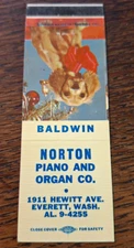 Vintage Matchbook: Norton Piano & Organ Co, Everett, WA