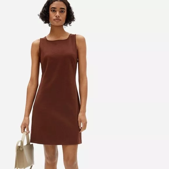 Everlane Womens XL Brown Party of One Shift Tank Dress Square Neck