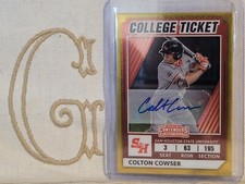 Colton Cowser, Orioles, 2022 Elite Extra College Ticket Gold Auto #'d/99🇬