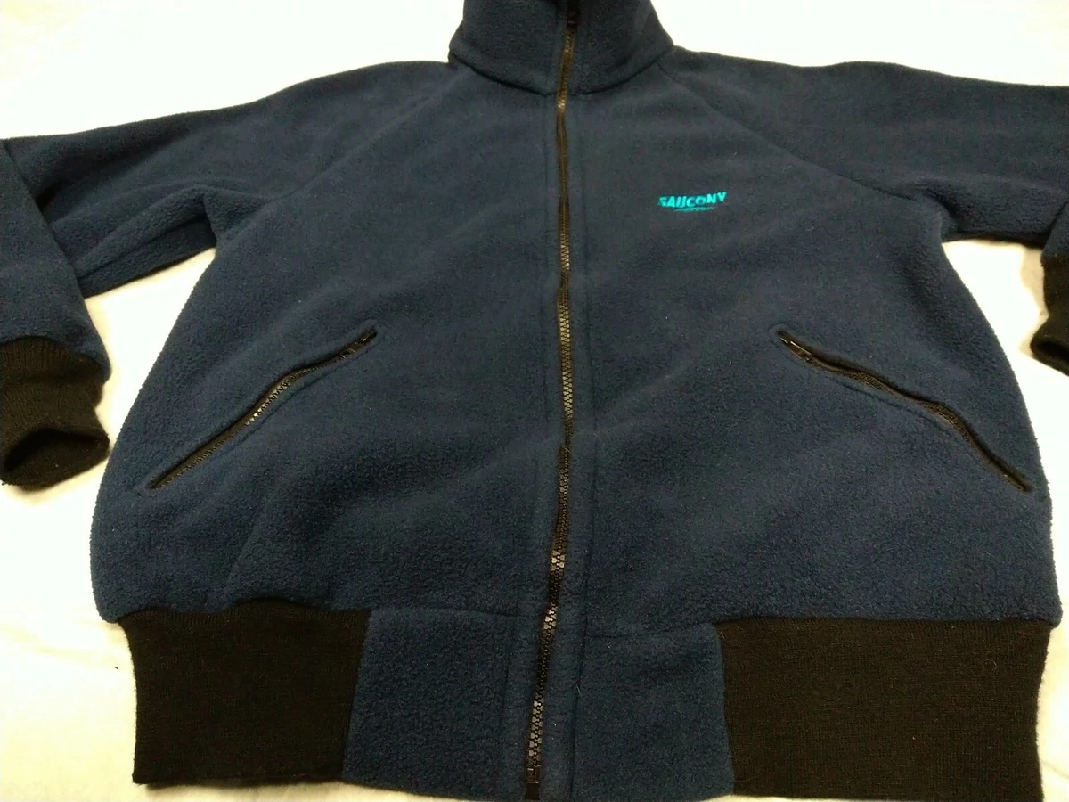 Saucony M Hoodie blue full zip logo Sweatshirt Fleece Cotton eBay