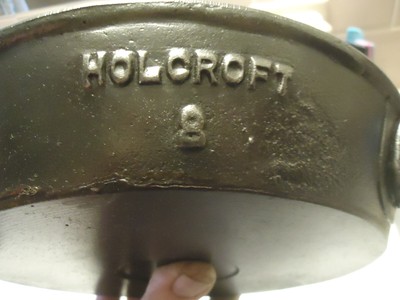 Antique Holcroft # 8 cast Iron skillet, H.T.F. applied handle single spout, FLAT