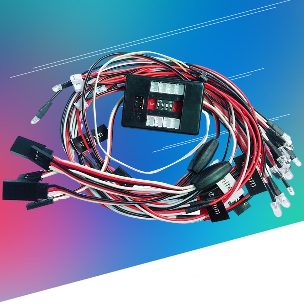 Kit Luci 12 LED 2.4GHz Per Auto E Camion RC 1/10 - Fari, Freno E Segnali