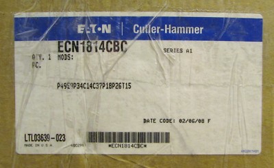 EATON CUTLER HAMMER ECN1814CBC Size 1 AN16DN0 Starter P49E9P34C14C37P18P26 T15