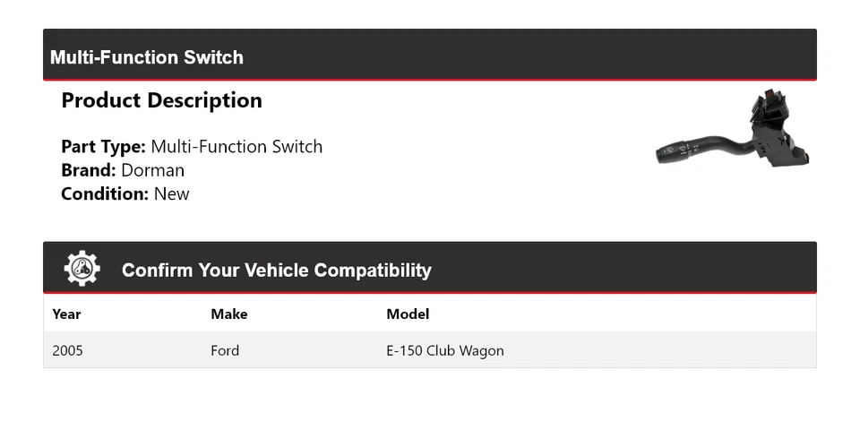 For 2005 Ford E-150 Club Wagon Dorman Multi-Function Switch - Image 2 of 4