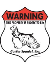 Warning Cocker Spaniel Property Protected - Beware Aluminum Dog Sign - 7" x 8"