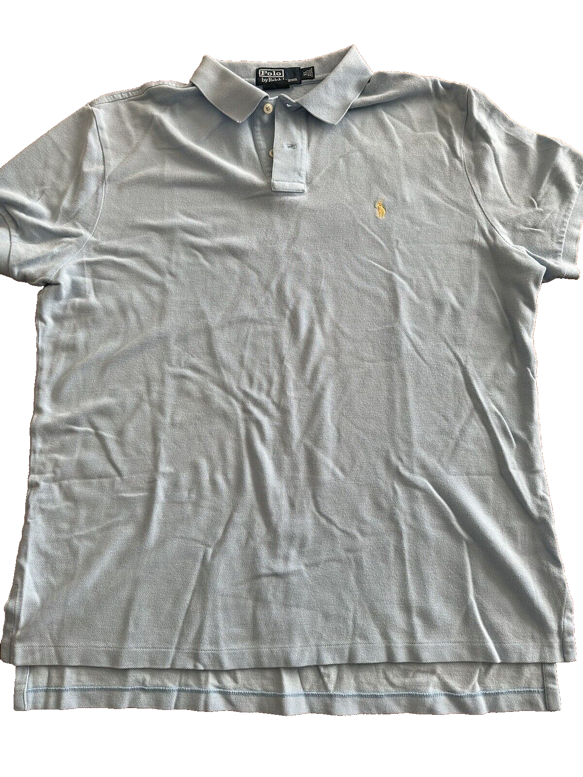Polo Golf Ralph Lauren vestibilità personalizzata da uomo XL blu con pony giallo manica corta