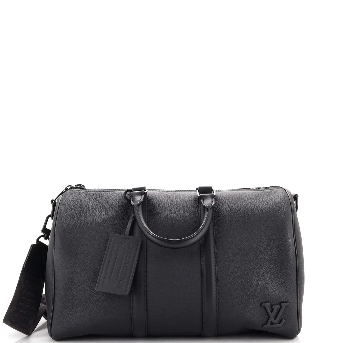 Louis Vuitton Aerogram Keepall Bandouliere Bag Leather 40 Black