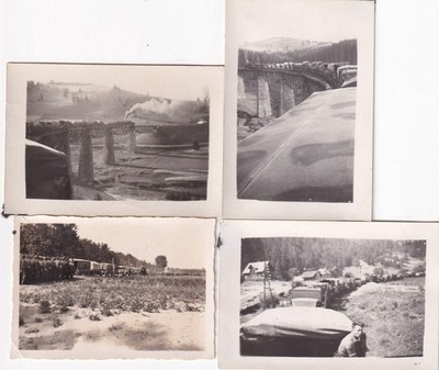 4 x Foto - Kolonne / Eisenbahn Transport Balkan Feldzug - 2.WK