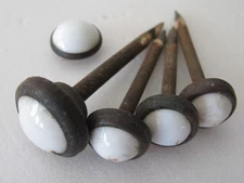 Antique Victorian Milk Glass & Porcelain Picture Hanging Nails Lot (4)
