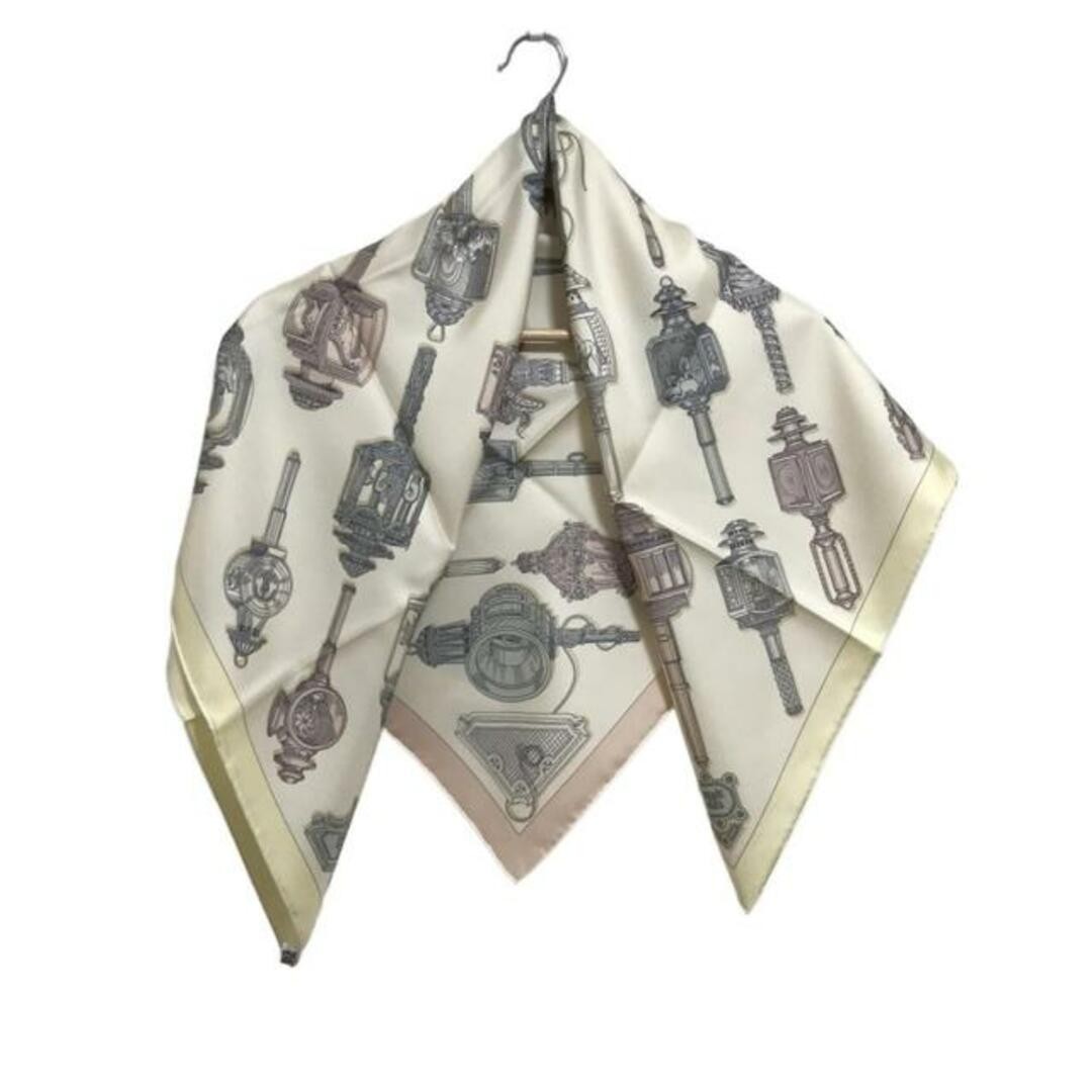 Hermes Scarf Carre90 Ivory Light Pink Multi Merveilleuses Lanternes