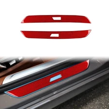 Exterior Door Sill Panel Cover For BMW 7 Series G11 G12 15-22 Red Carbon Fiber