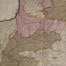 Historical Map Belgium France Gerard Valk Coloured Copperplate 18th Century Large