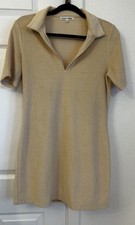Reformation Terry Mini Dress Beige Yellow Collared Size Medium